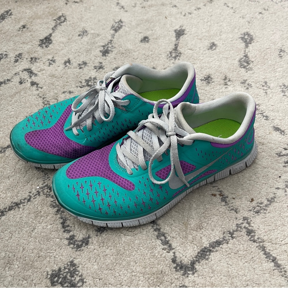 Nike Stylish Women's Teal and Purple Athletic Shoes 8